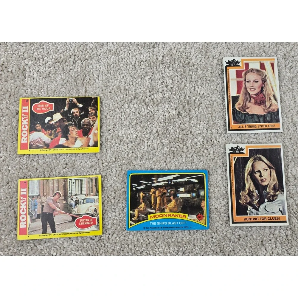 Topps‎ Vintage Movie Trading Card Lot 5pc Rocky II Moonraker Charlie's Angels